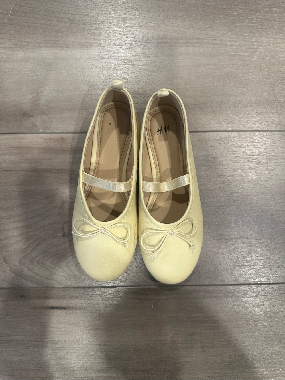 H&M Cream Girls' Ballet Flats with Elastic Strap and Bow